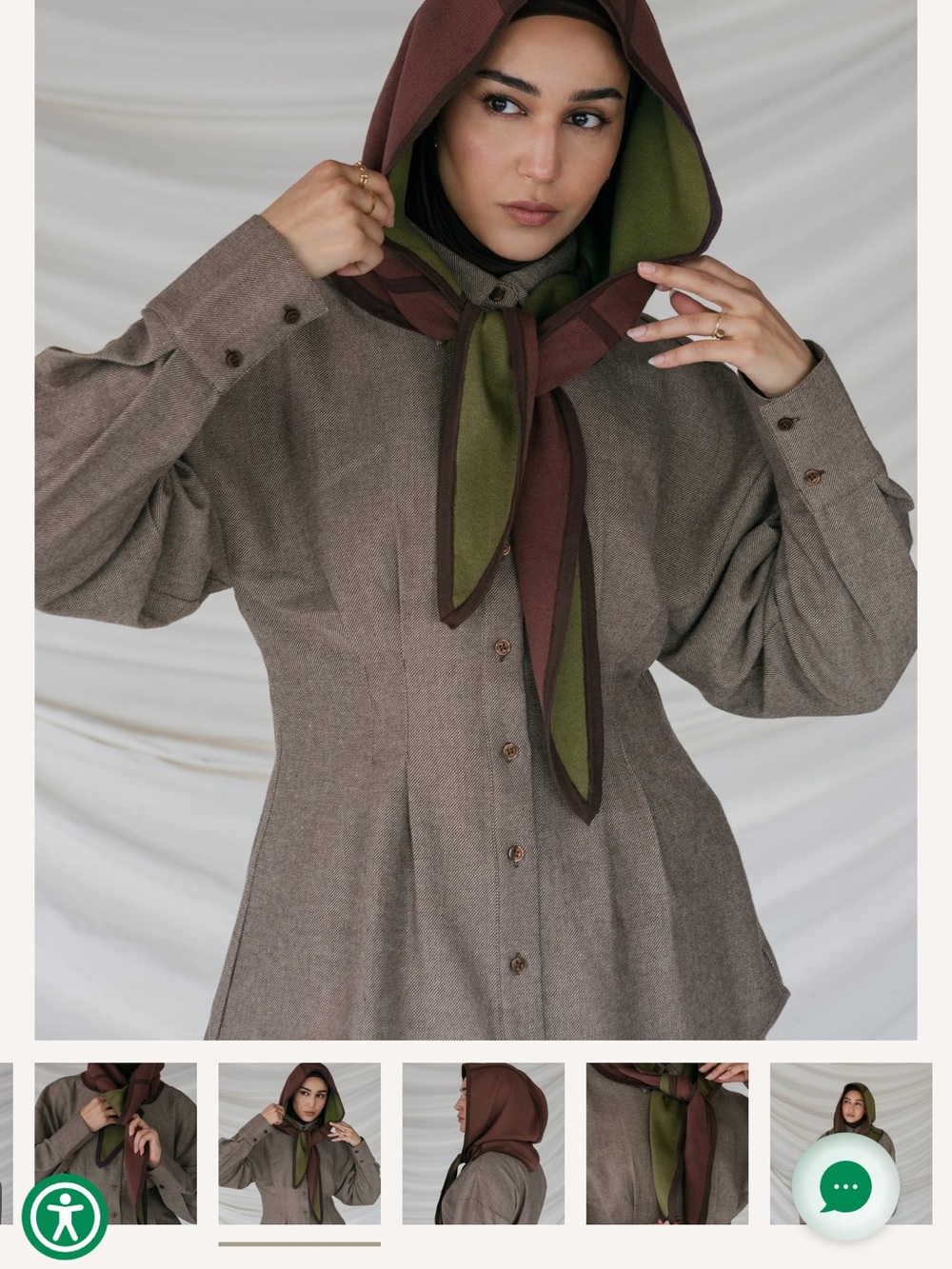 Reversible Brown & Olive Hooded Scarf
